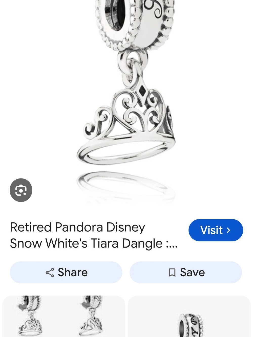 Retired Pandora Snow White Crown Charm